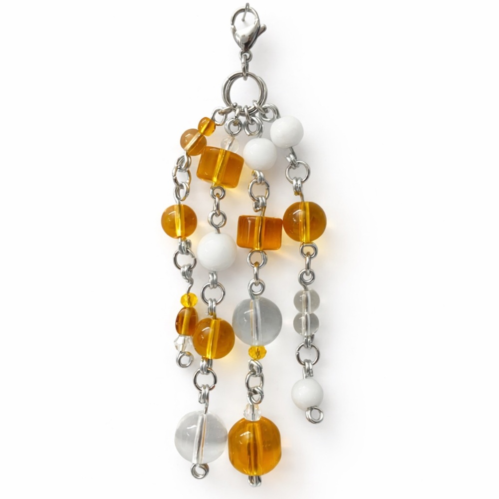 Orange Beaded Charm - Keychain Bag Charm Zipper Pull Lip Balm Charm